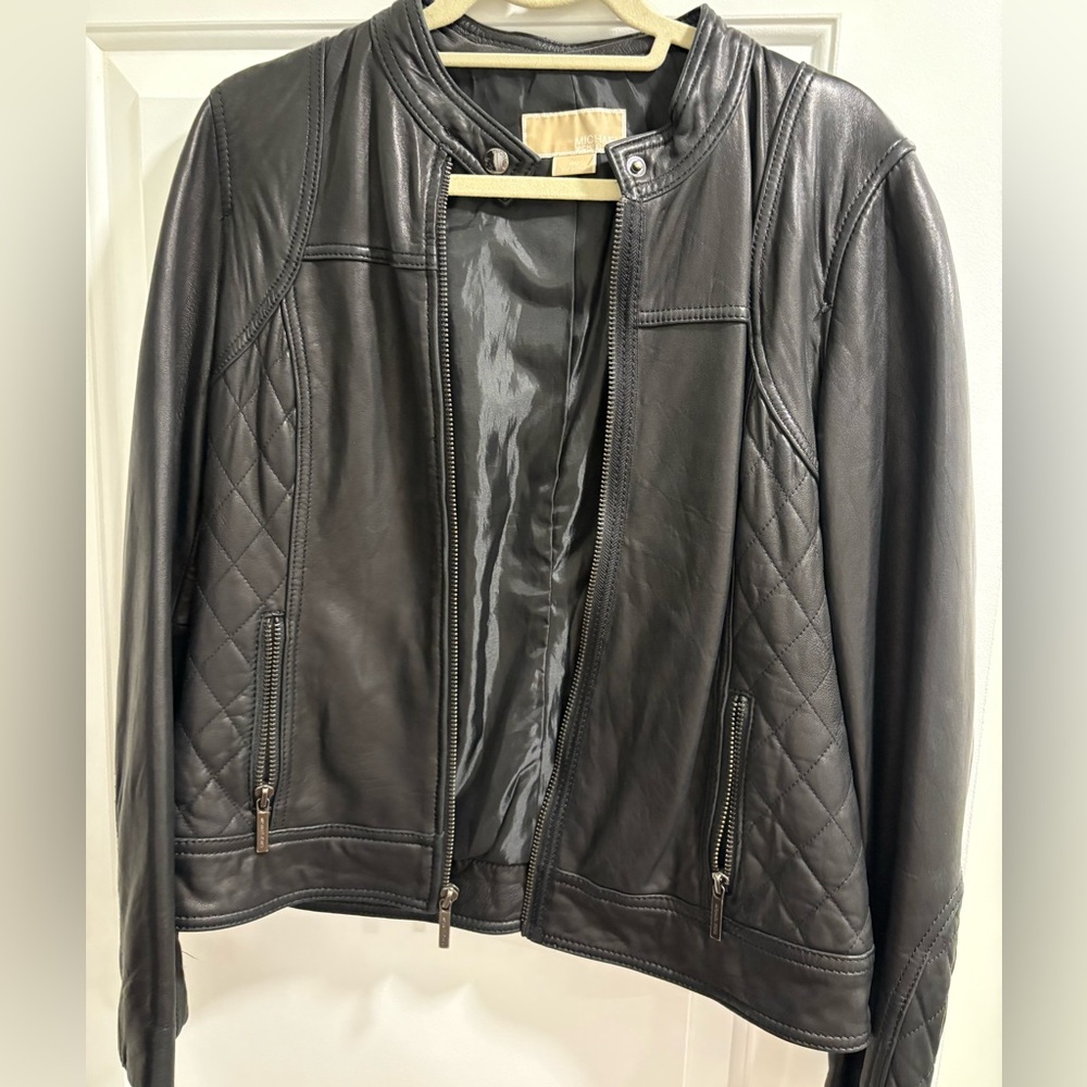 MICHAEL Michael Kors Black Quilted Leather Jacket M